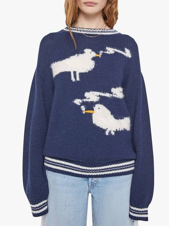MOTHER Sweaters - NEW MOTHER stoned birds jumper top in blue multi